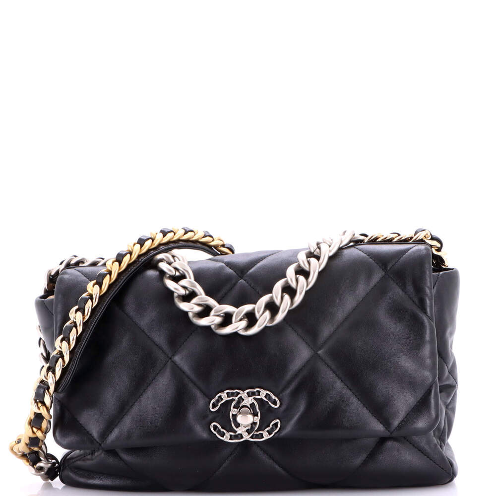 Chanel Large 19 Flap Bag Quilted Shiny Crumpled Calfskin